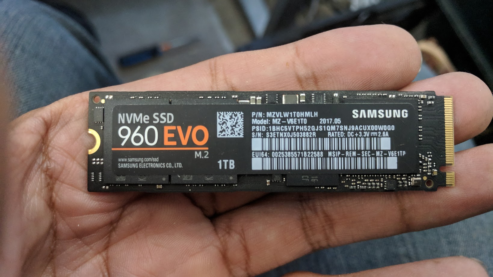 1 terabyte Samsung 960 Evo NVMe SSD