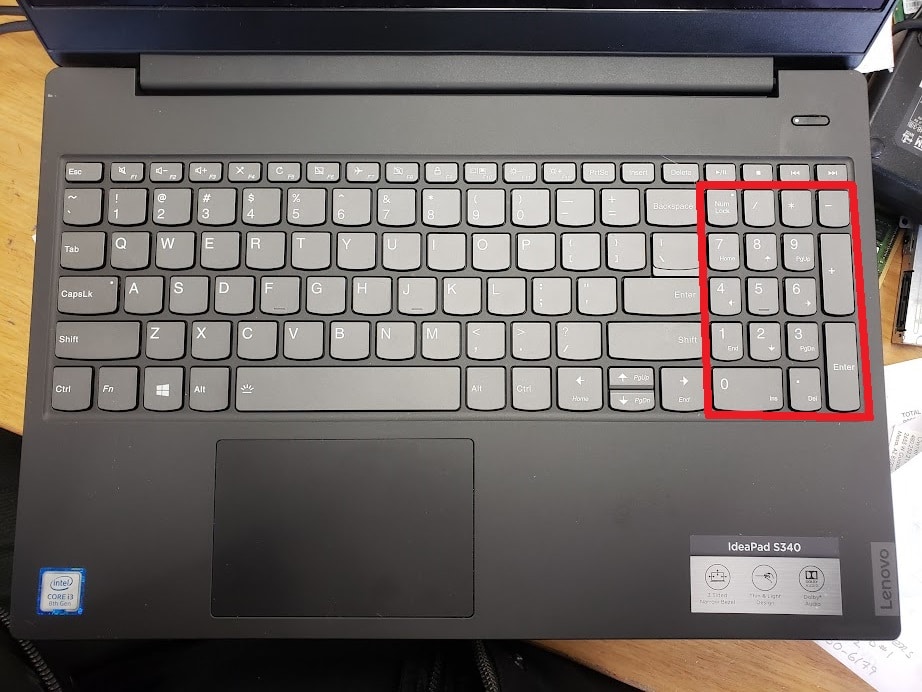 Lenovo Ideapad with 10-key number pad