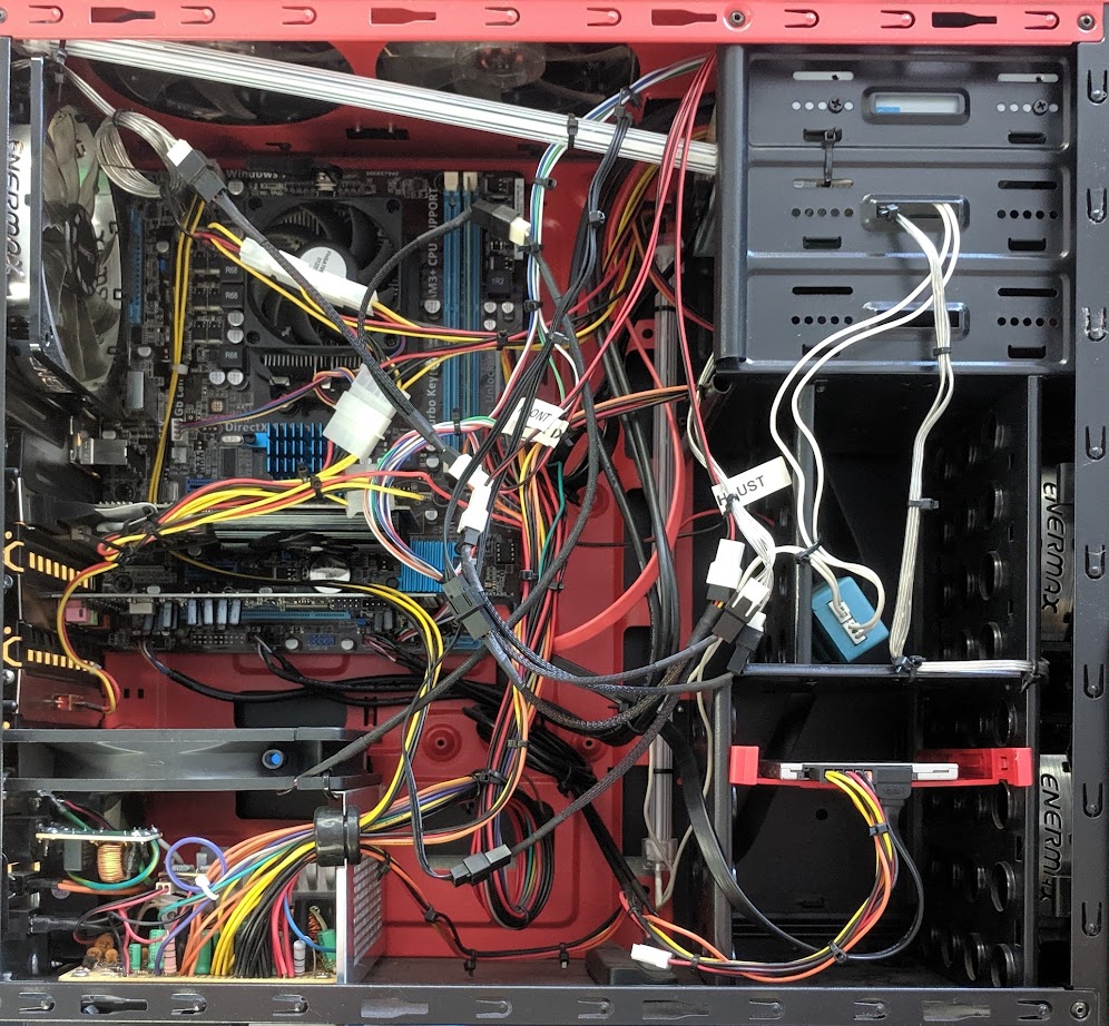 Used computer with old parts inside